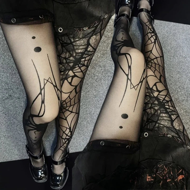 Gothic Vintage Dark Spider Web Stockings