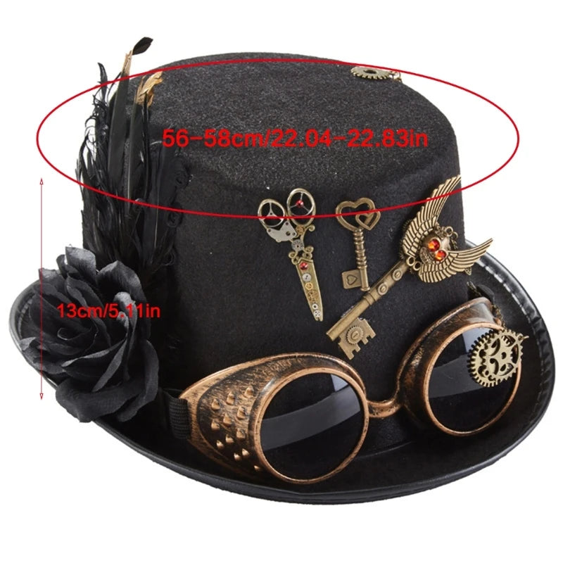 Vintage Steampunk Top Hat Gear Glasses