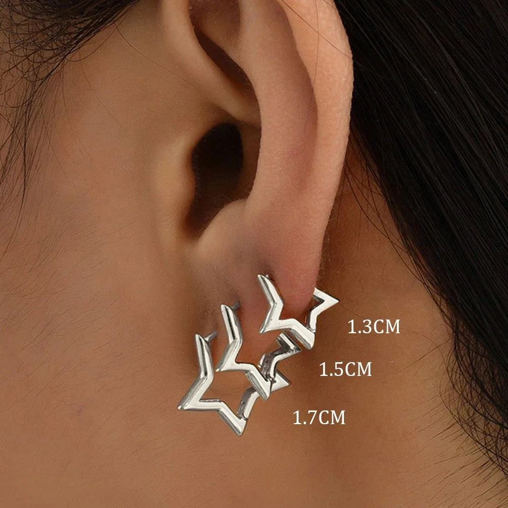 6pcs Set of Star Hoop Earrings for Women