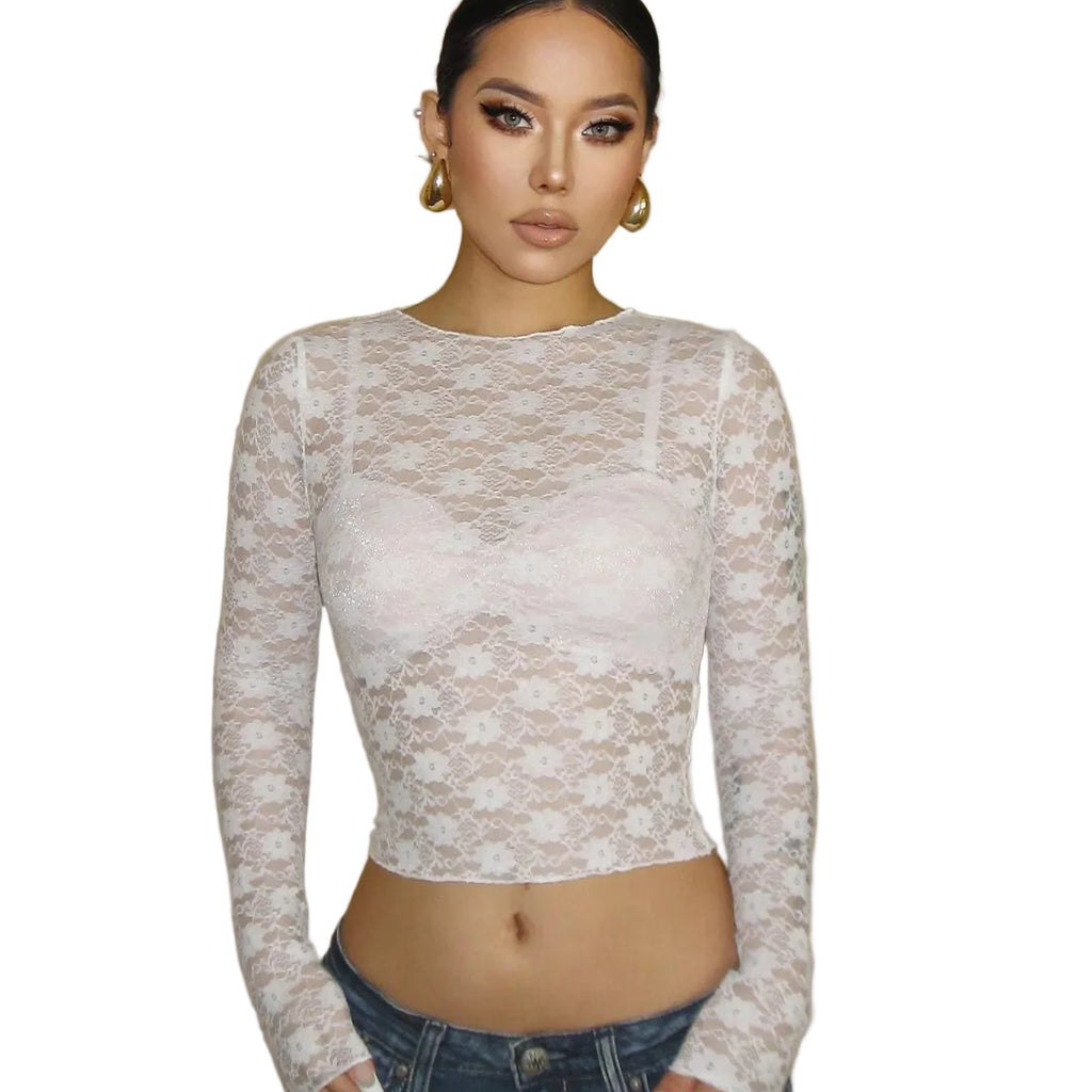 Gothic Neo-Gothic Punk Vintage Vintage` Lace Shirt Long Sleeve See Through