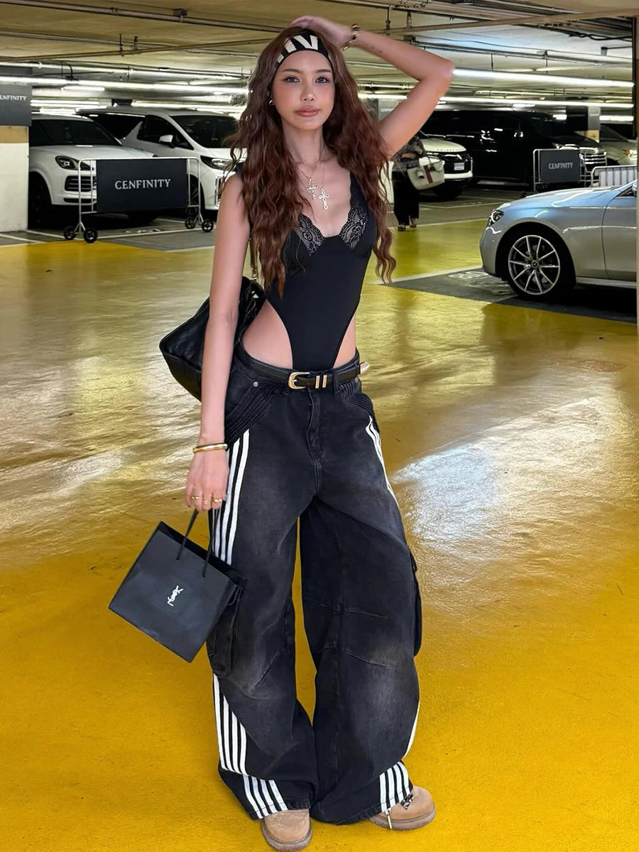 Attractive Gothic Steampunk Lace Crop Top