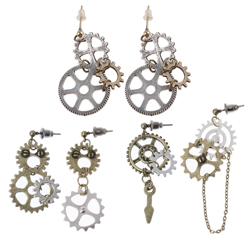 Steampunk Antique Female Gear Earrings