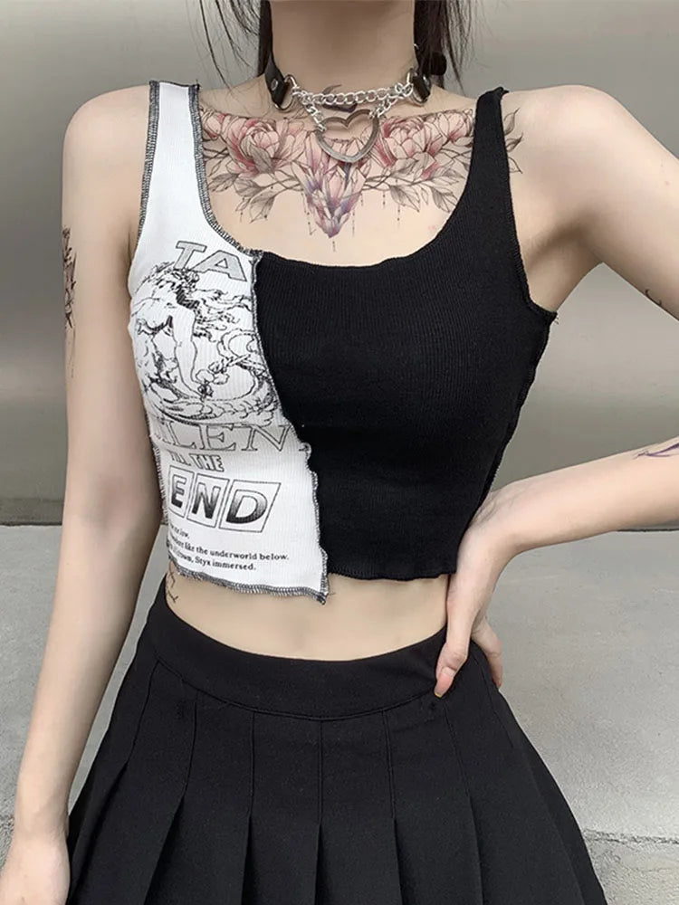 Punk Style Patchwork Tank Top