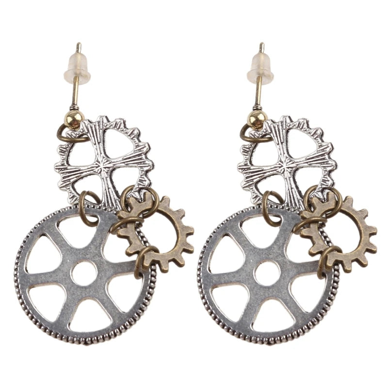 Steampunk Antique Female Gear Earrings