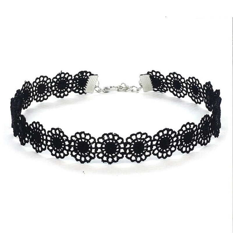 6Pcs Gothic Black Lace Choker Necklace Set
