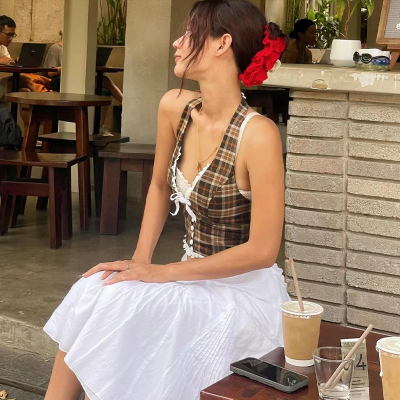 French Style Retro Slim Halter Top