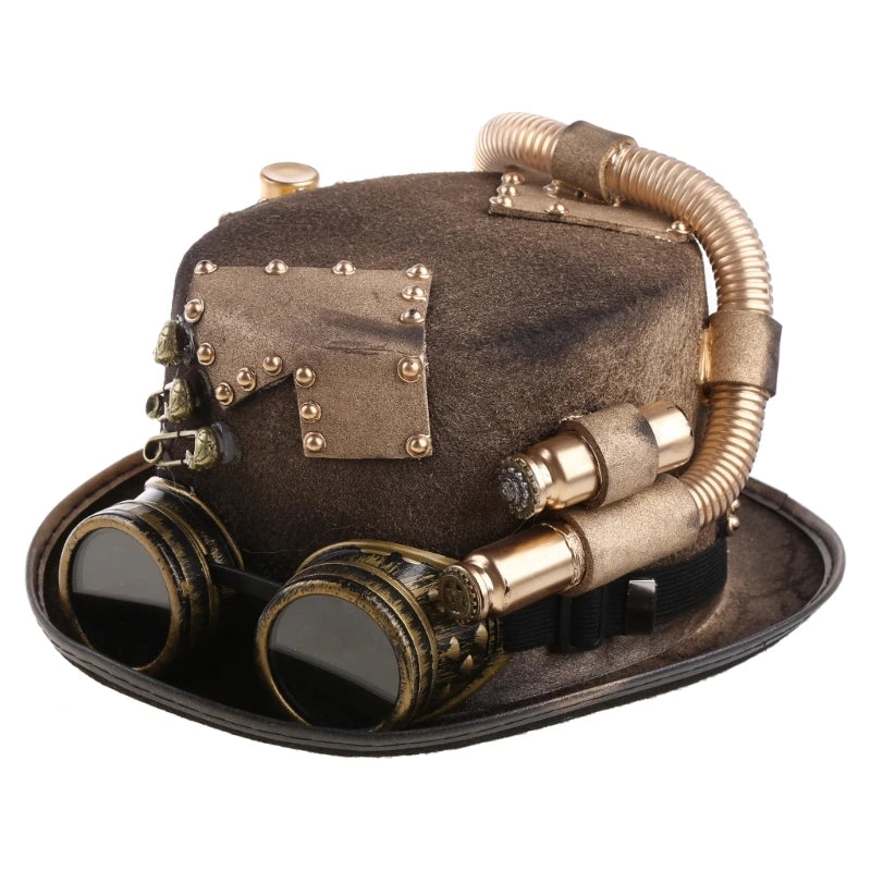Vintage Steampunk Top Hat Gear Glasses