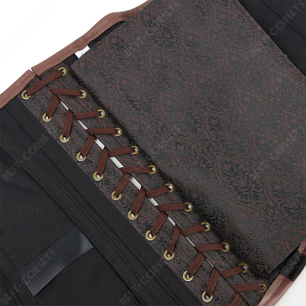 Brown Corset Women Steampunk Faux Leather