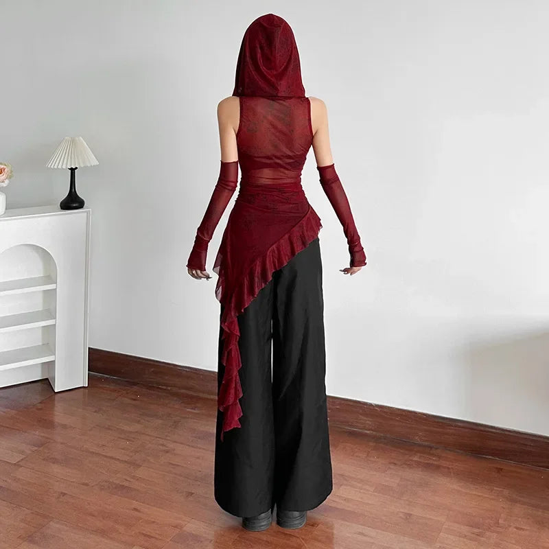 Y2K Gothic Punk Irregular Hem Top