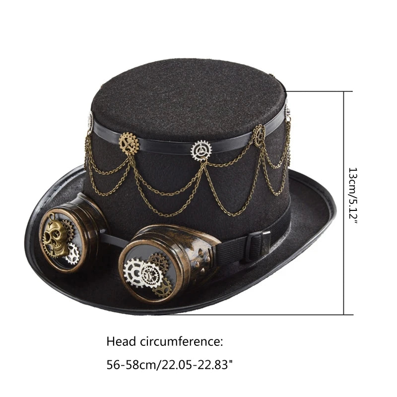 Vintage Steampunk Top Hat Gear Glasses