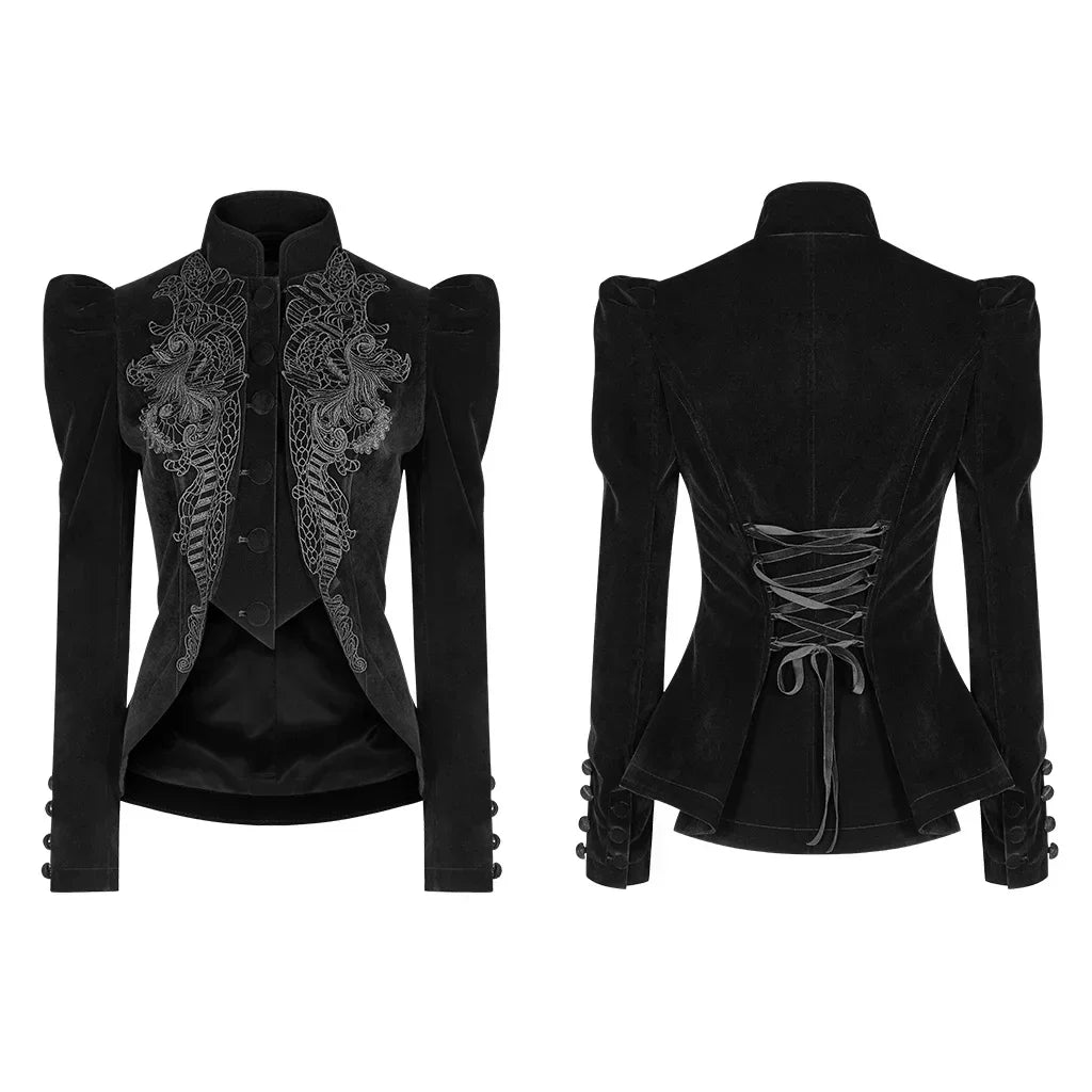 Women's Gothic Steampunk Long Sleeved Black Jacket