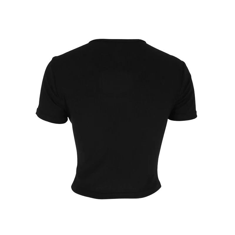 Fashion Crop Top Streetwear O-Neck T-shirt