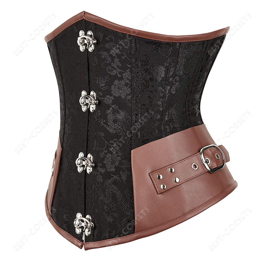 Brown Corset Women Steampunk Faux Leather