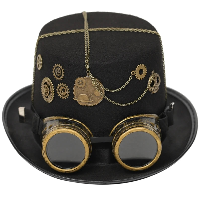 Vintage Steampunk Top Hat Gear Glasses