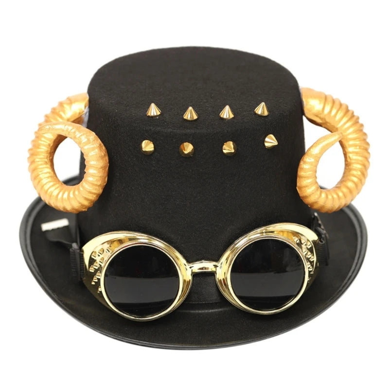 Vintage Steampunk Top Hat Gear Glasses