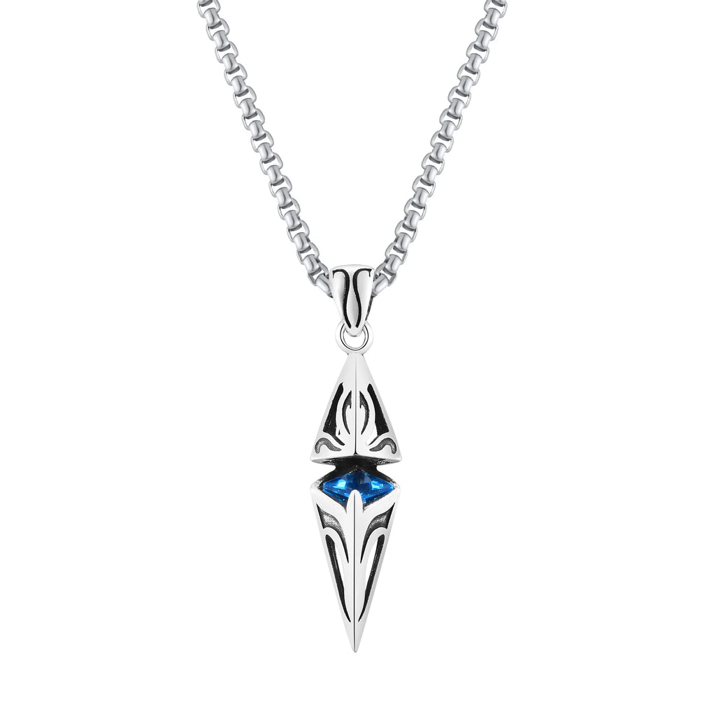 Stylish Unisex Blue Stone Stainless Steel Necklaces