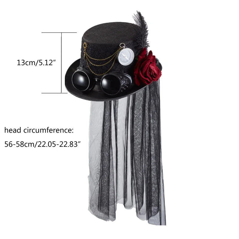 Vintage Steampunk Top Hat Gear Glasses