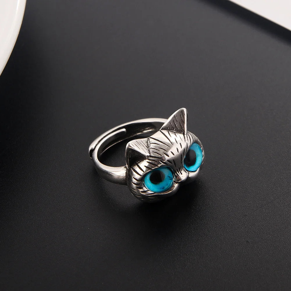 Cute Silver Color Alloy Cat Ring