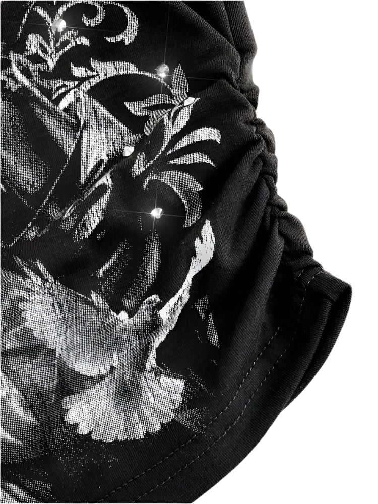 Women Gothic Print Tube Crop Top