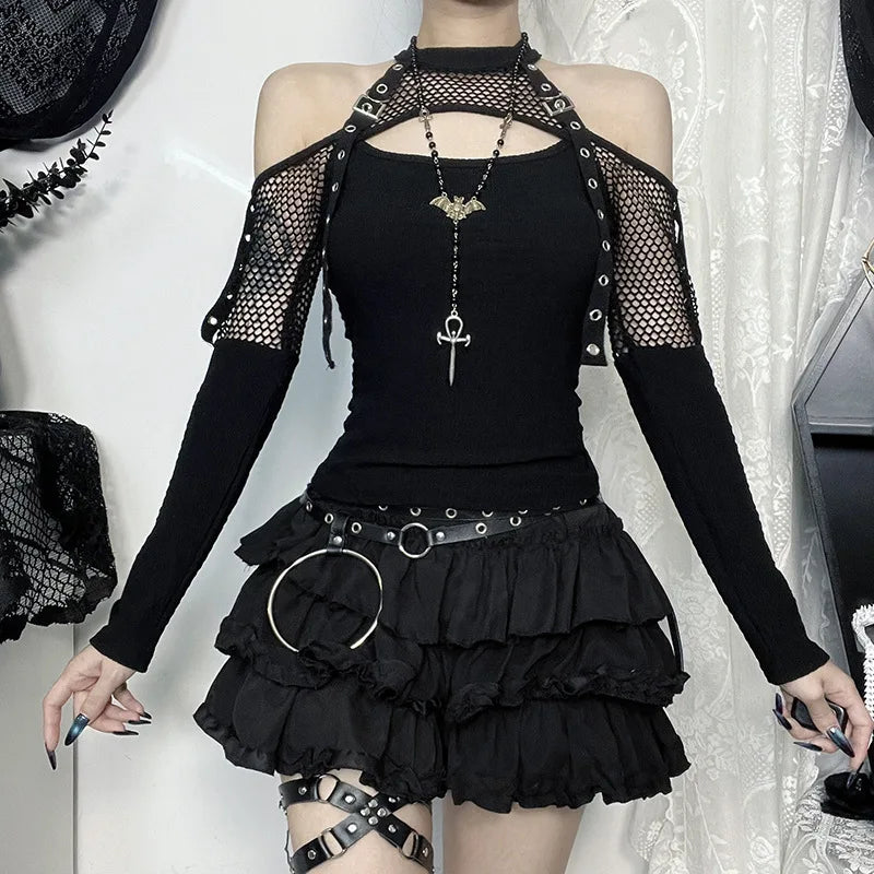 Neo-Gothic Steampunk Fishnet  Long Sleeve