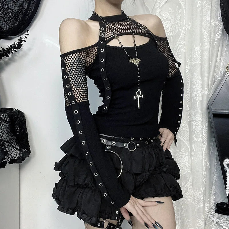 Neo-Gothic Steampunk Fishnet  Long Sleeve