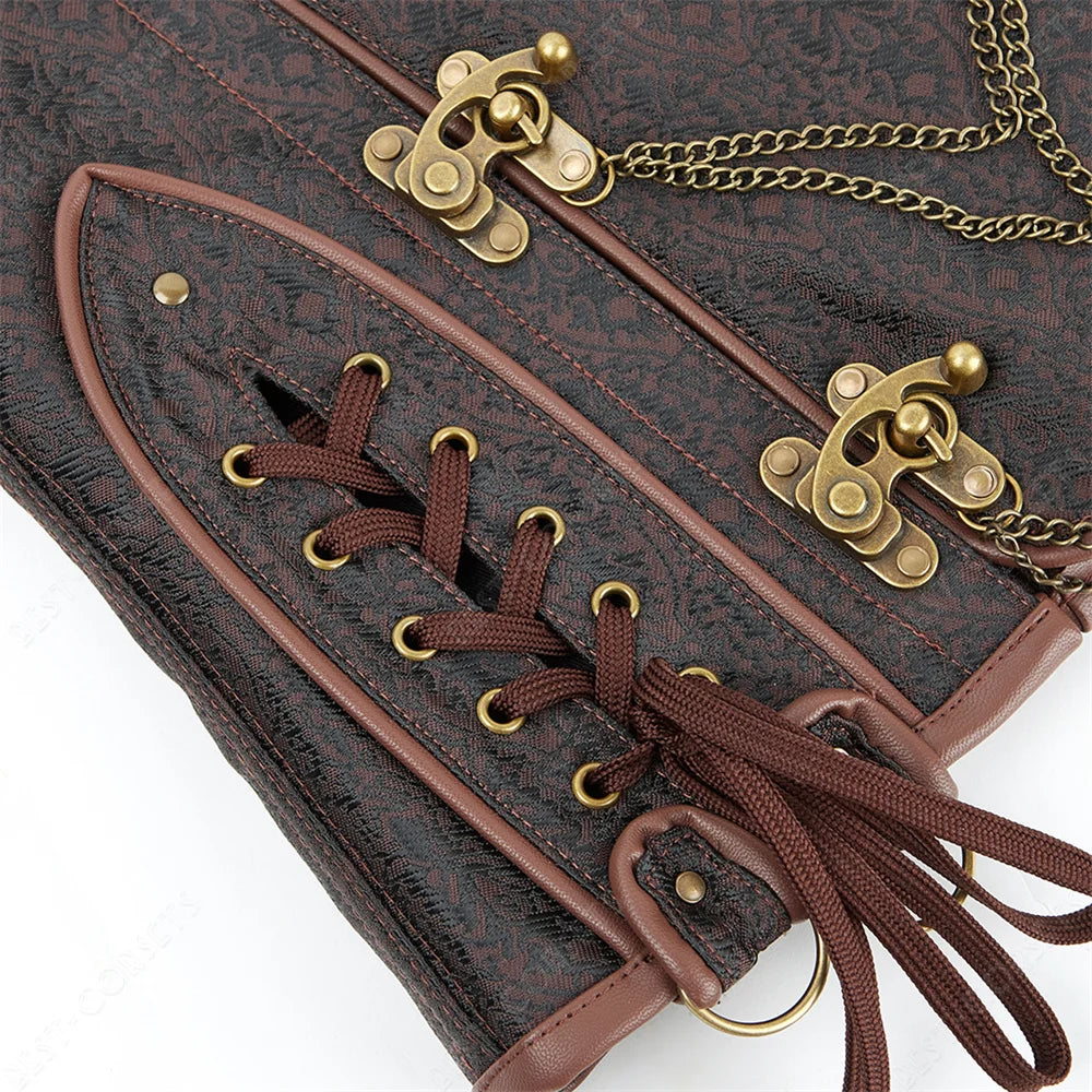 Brown Corset Women Steampunk Faux Leather