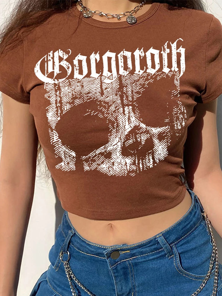 Punky T-shirt 90s Gothic Croptop