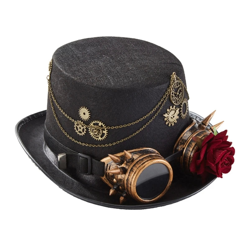Vintage Steampunk Top Hat Gear Glasses