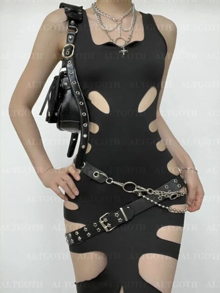 Cyberpunk Y2k Gothic Dark Dress for Women