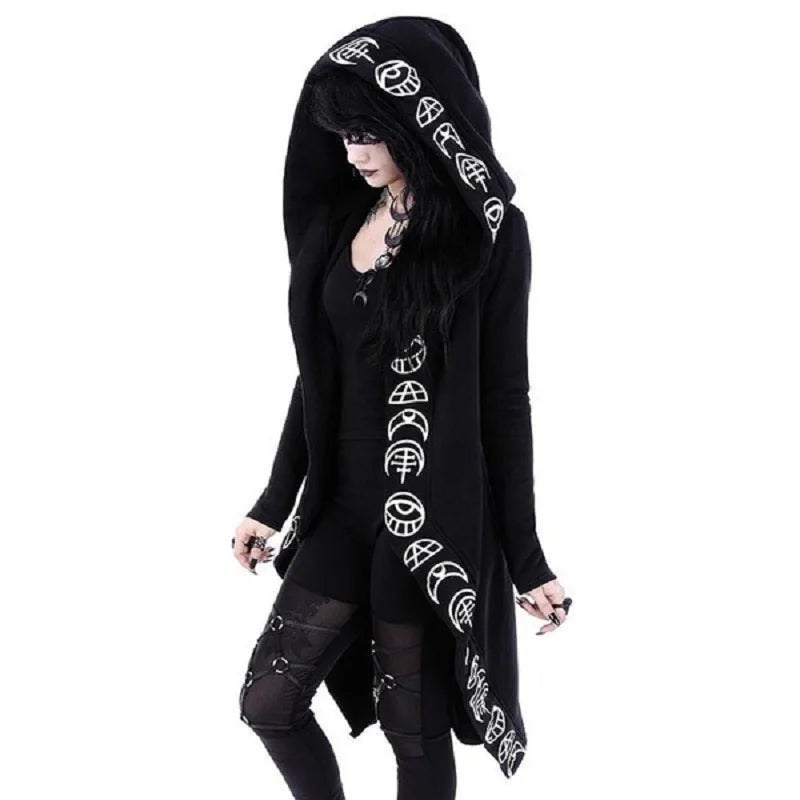 Punk Moon Patterned Long-sleeved Cardigan