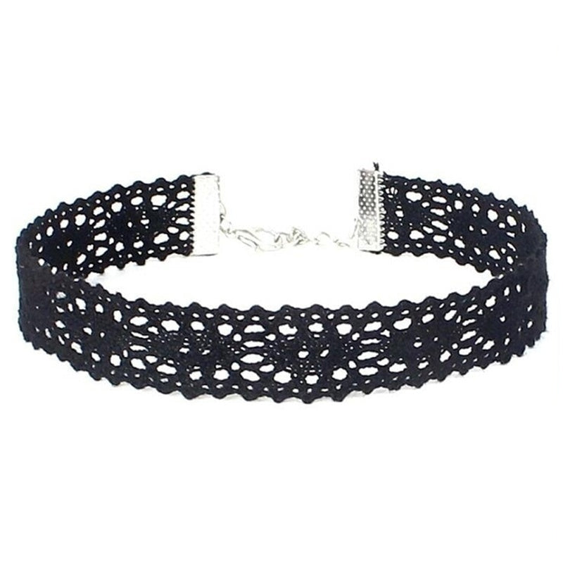 6Pcs Gothic Black Lace Choker Necklace Set