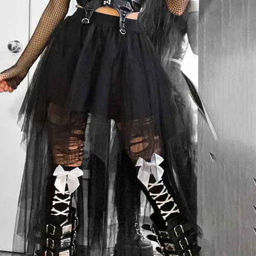 Casual Gothic Asymmetric Lace Skirt