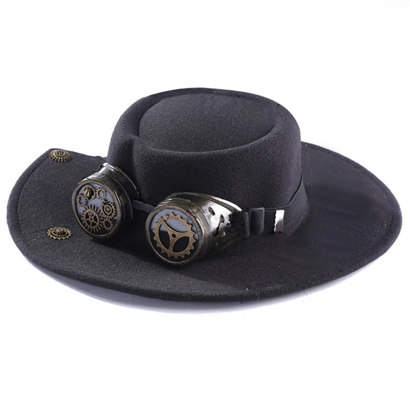 Vintage Steampunk Top Hat Gear Glasses