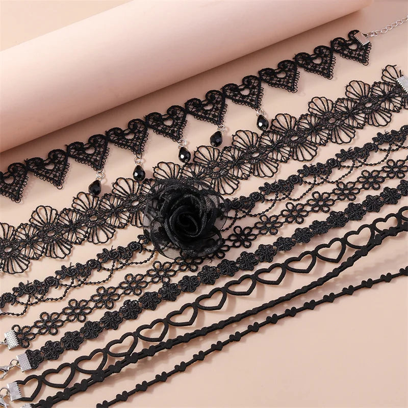Victorian Black Lace Necklace for Women