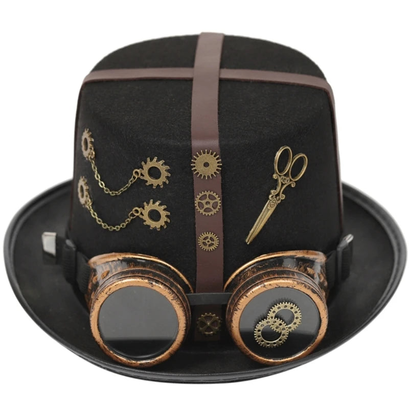 Vintage Steampunk Top Hat Gear Glasses