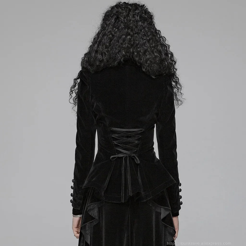 Women's Gothic Steampunk Long Sleeved Black Jacket