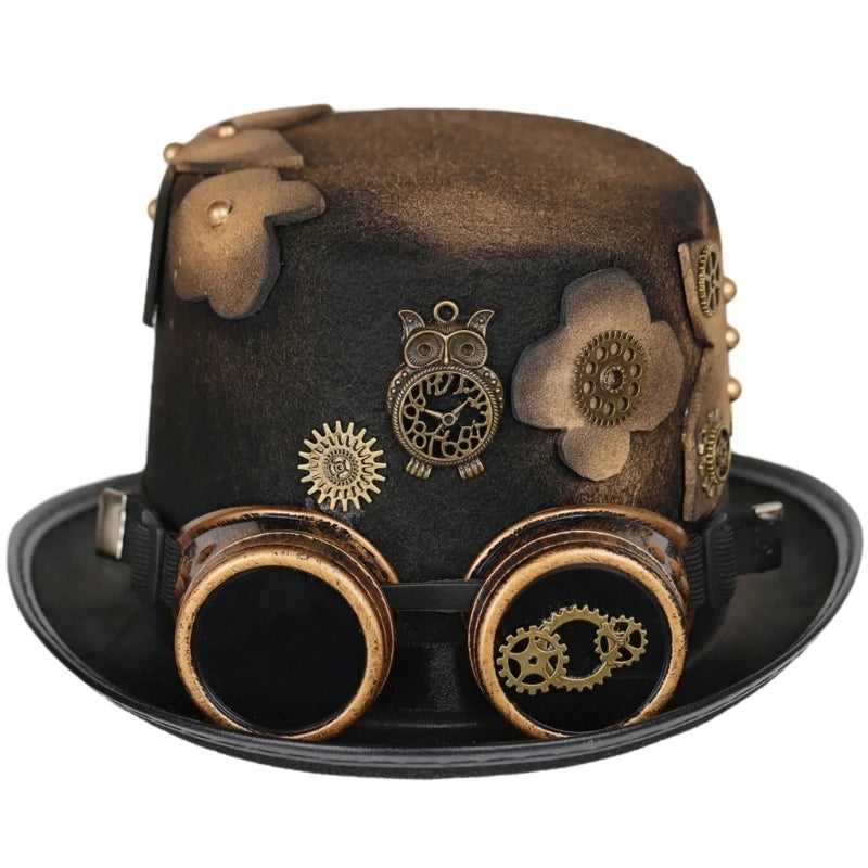 Vintage Steampunk Top Hat Gear Glasses