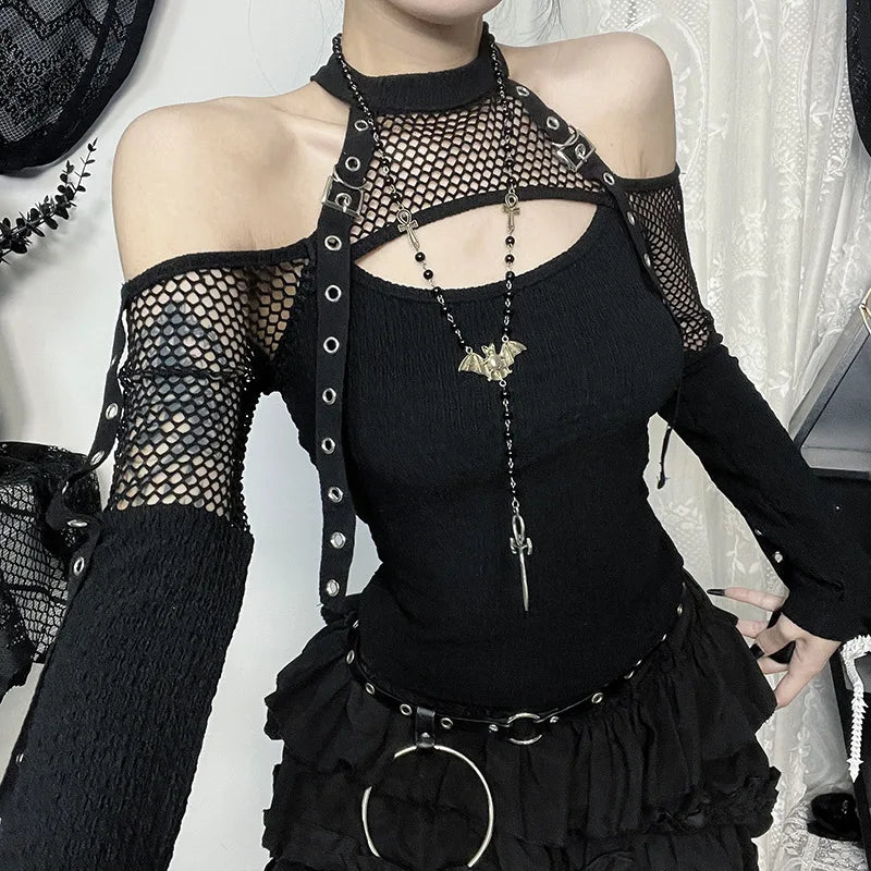 Neo-Gothic Steampunk Fishnet  Long Sleeve