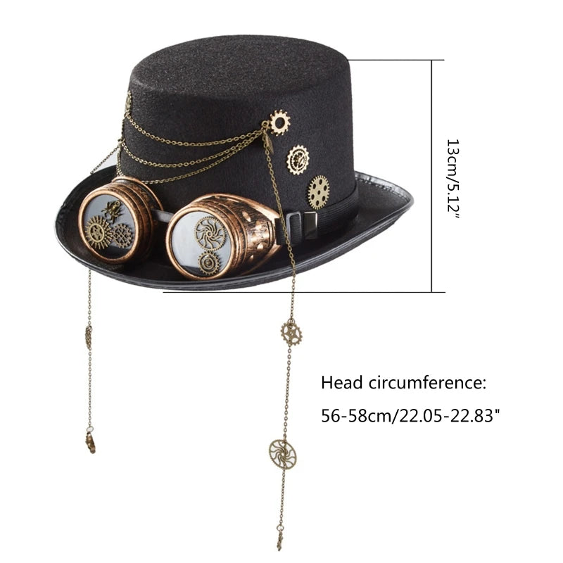 Vintage Steampunk Top Hat Gear Glasses