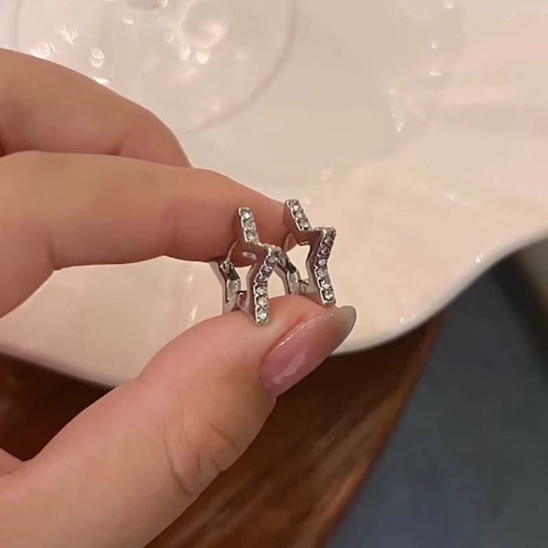 Y2K Style Hollow Pentagonal Stud Earrings