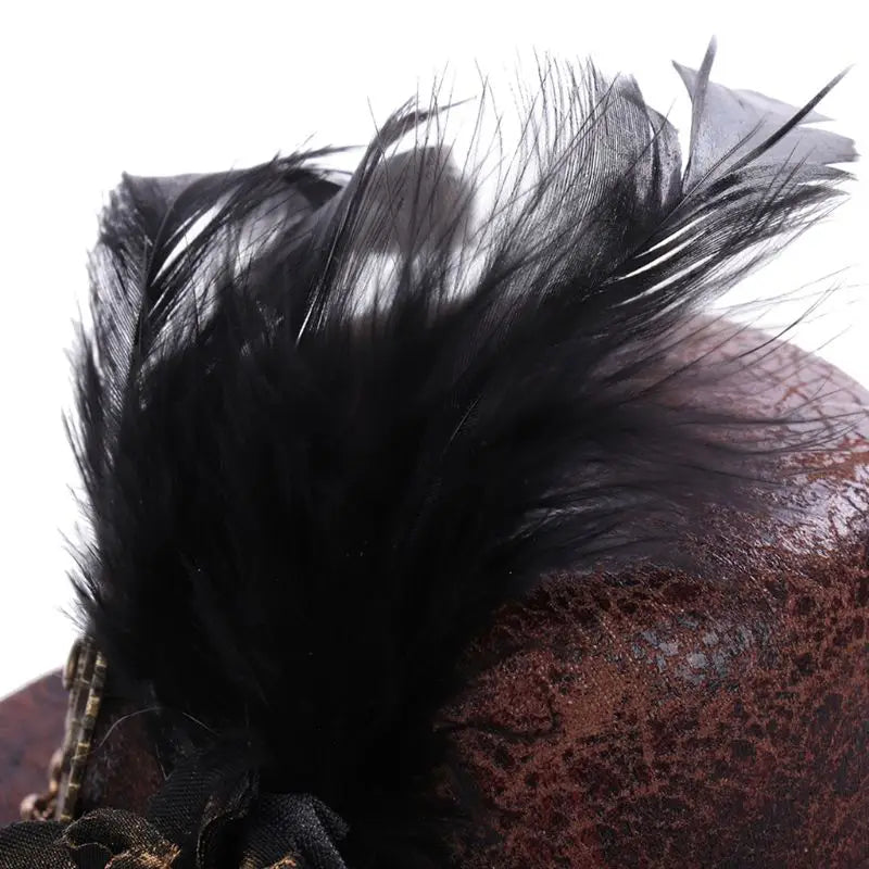 Vintage Mini Top Hat Steampunk with Gears & Feather