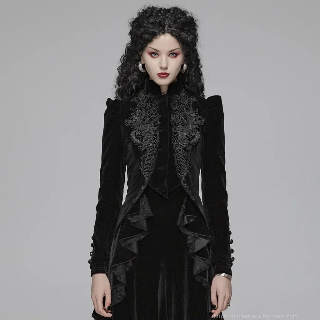Women's Gothic Steampunk Long Sleeved Black Jacket