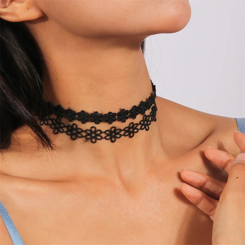 Victorian Black Lace Necklace for Women