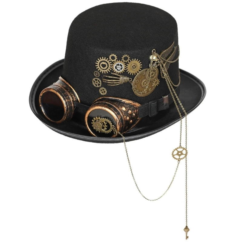 Vintage Steampunk Top Hat Gear Glasses