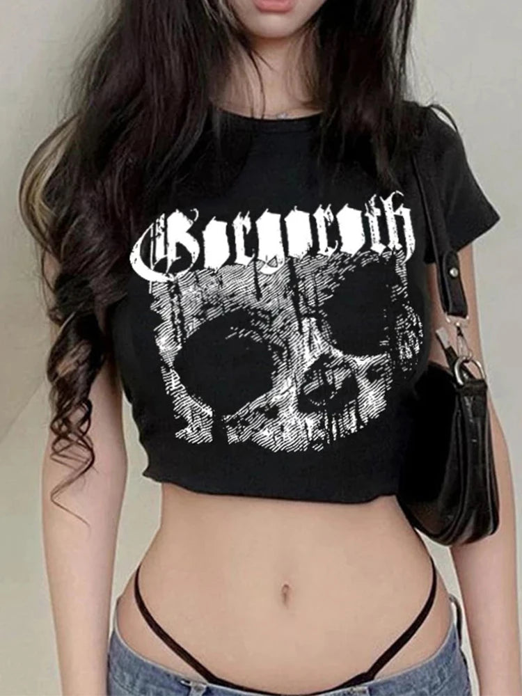 Punky T-shirt 90s Gothic Croptop