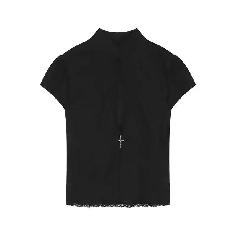 Y2K Hollow Gothic Lace Two Piece Set