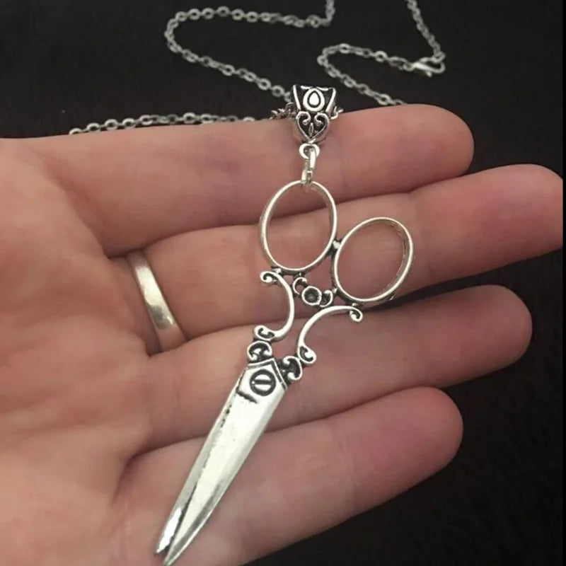 Vintage Gothic Punk Scissor Pendant Necklace