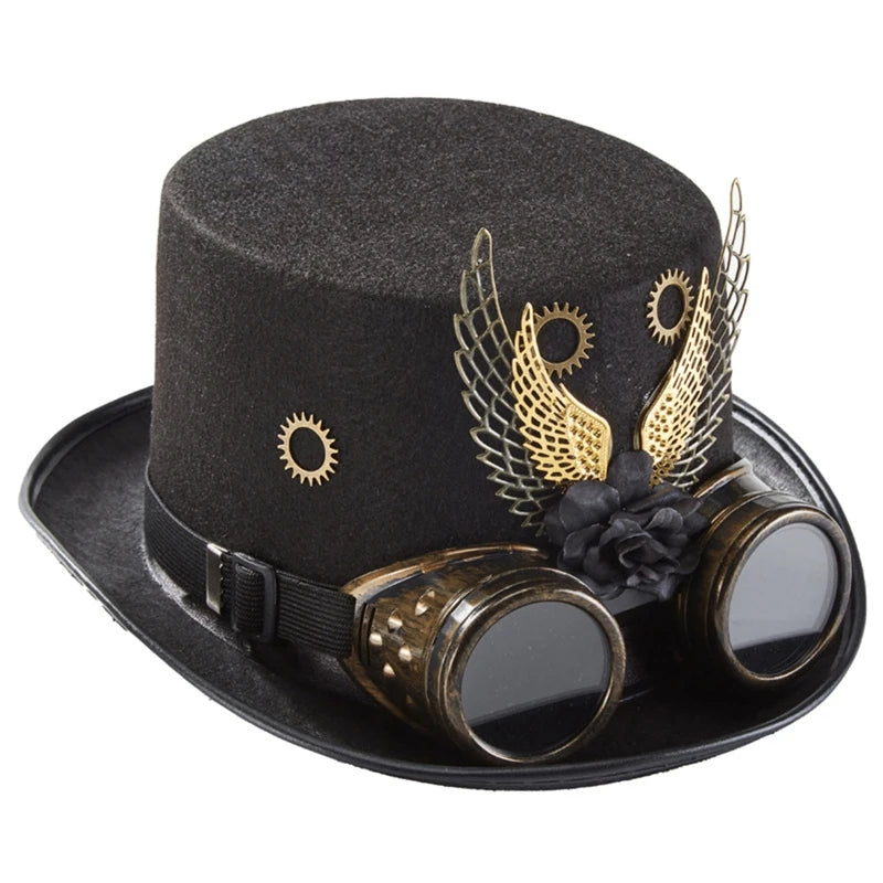 Vintage Steampunk Top Hat Gear Glasses