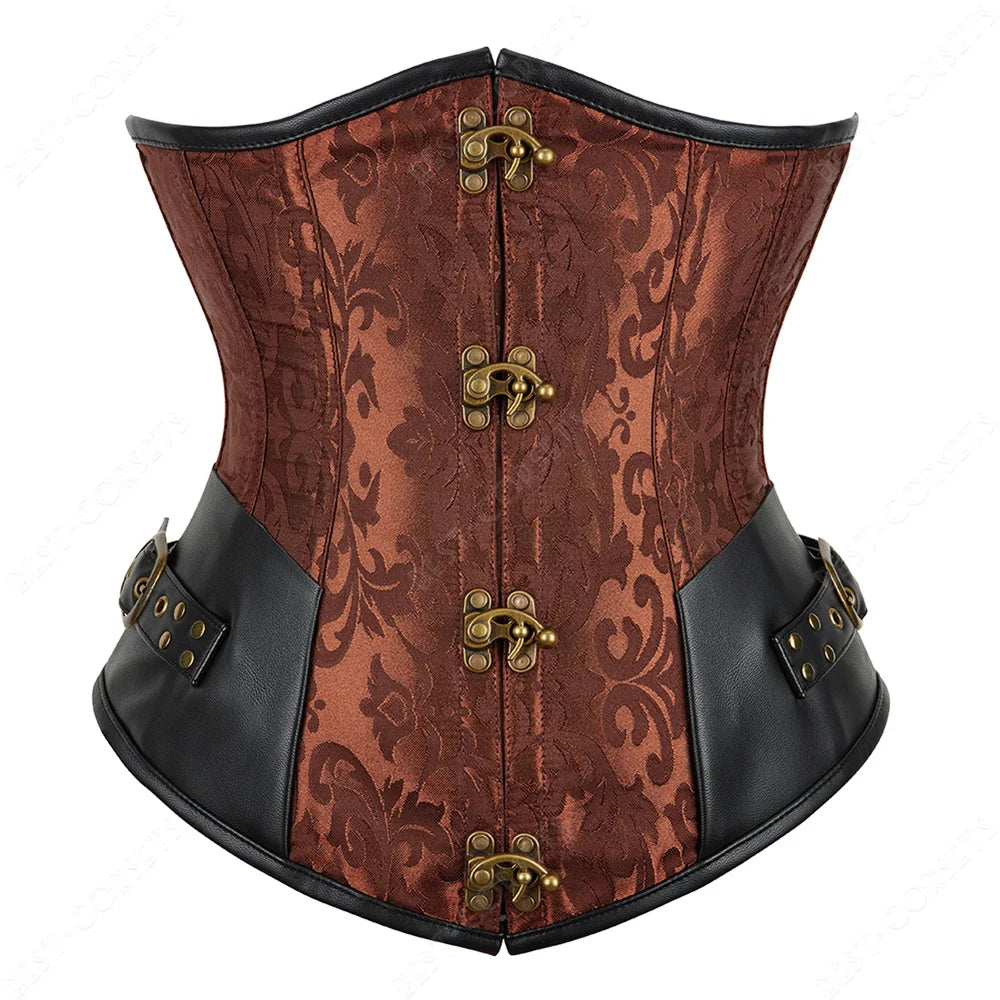 Brown Corset Women Steampunk Faux Leather