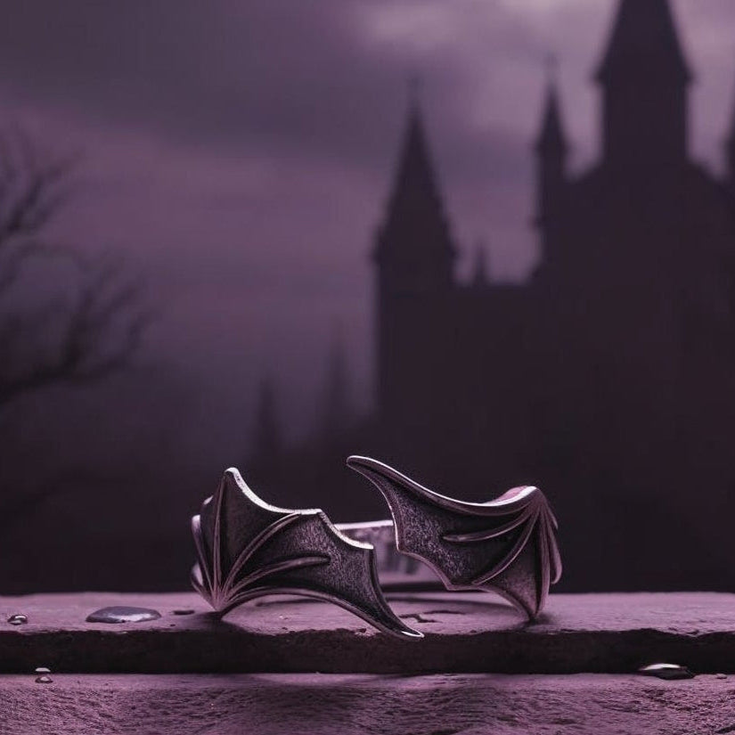 Anillo retro unisex con alas de ángel y demonio